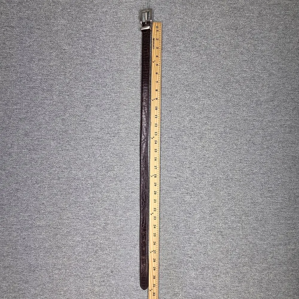 TALBOTS GENUINE LEATHER BELT S BROWN ITALY – CROCO TEXTURE – MADE IN ITALY